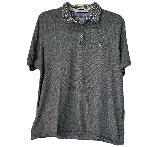 TED BAKER Knit Polo Shirt with Contrast Collar & Button Placard size 5 / XL - Picture 1 of 9